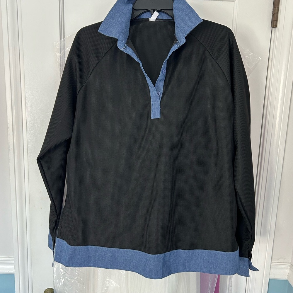 Black and Blue Collared Shirt